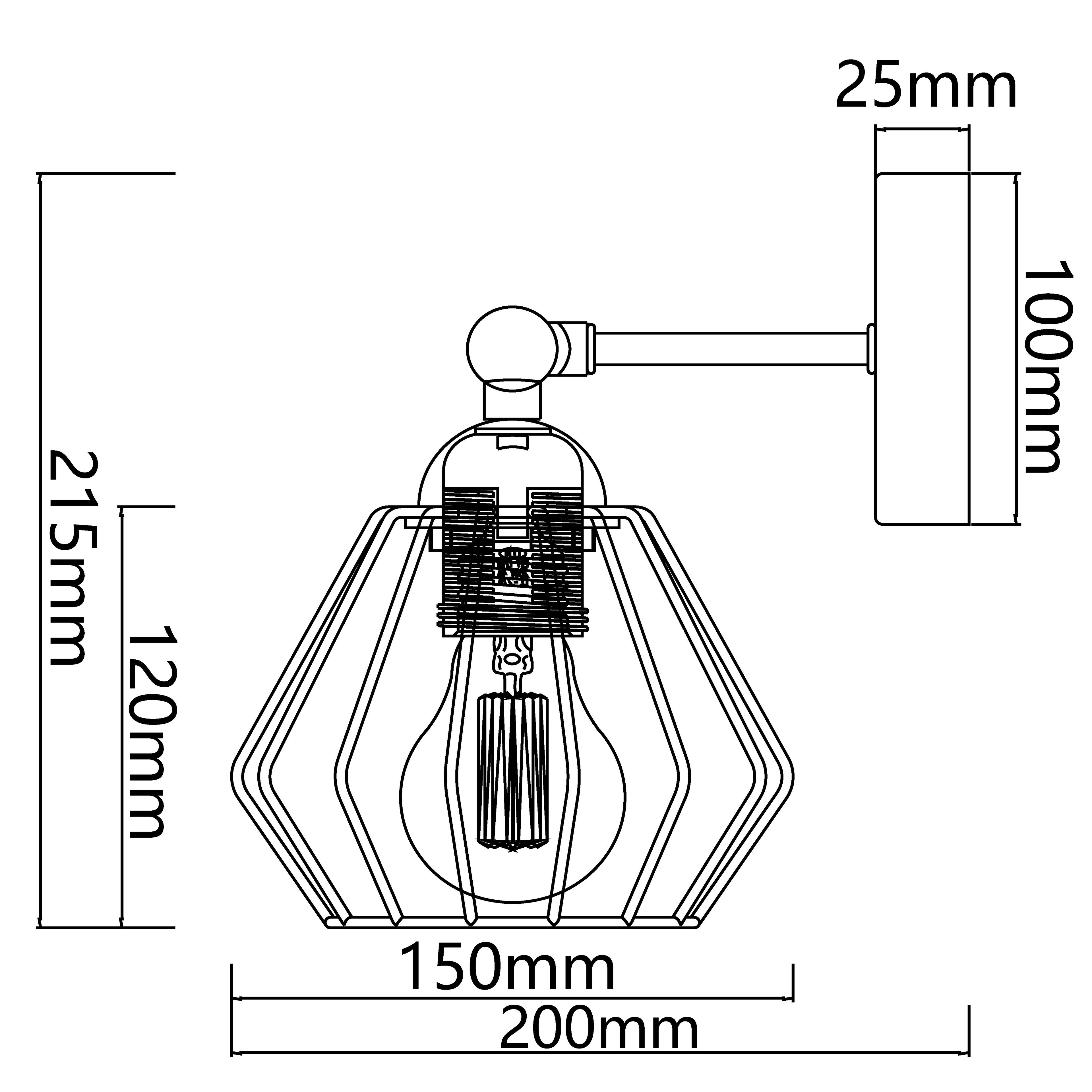 Metal wall light black (without light source) E27