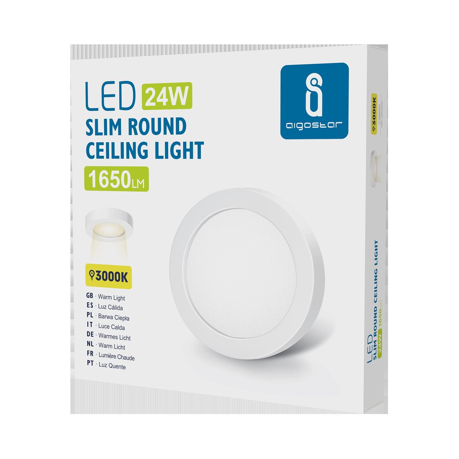 E6 LED Surface-mounted Round Downlight 24W Yellow Light