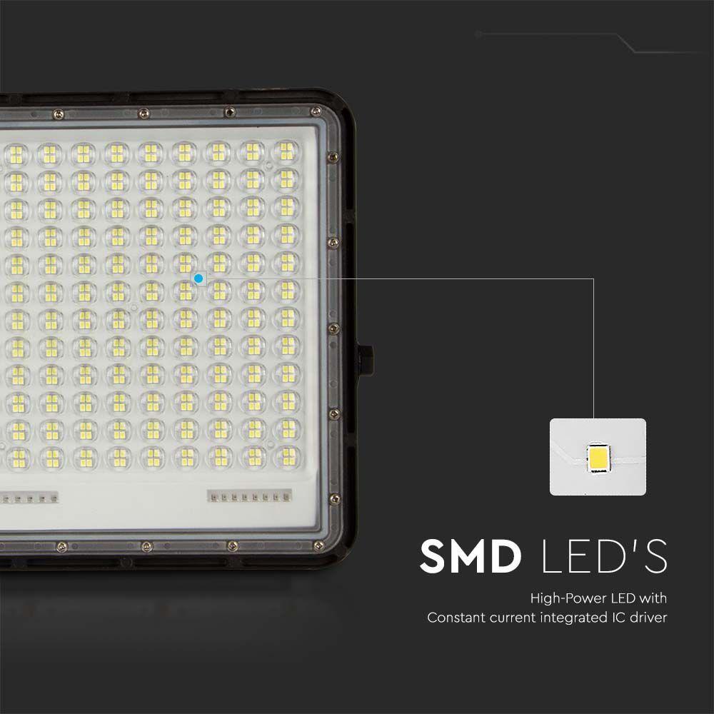 30W Solarny naświetlacz LED z czujnikiem zmierzchu, Panel z przewodem: 3m, Pilot, Bateria 20000mAh/ Barwa:6400K, Obudowa: Czarna, VTAC, SKU 7829