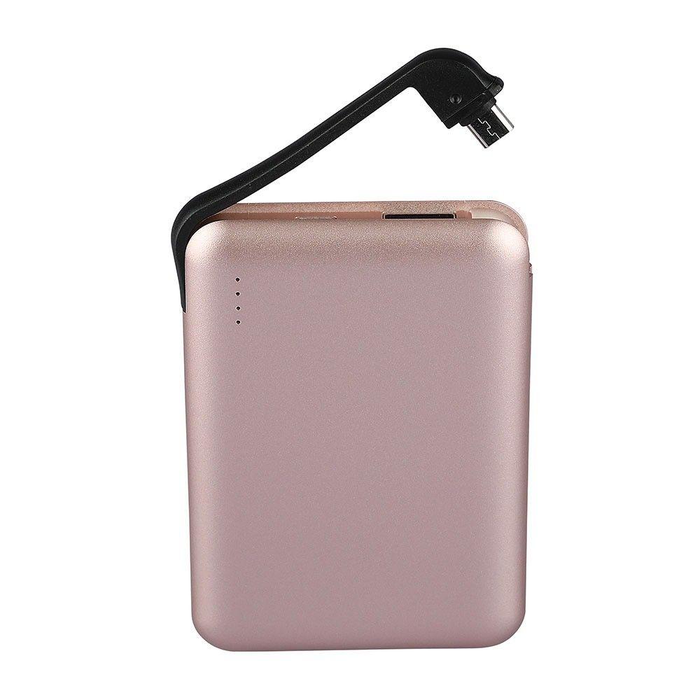 Power Bank z przyłączem Mikro USB, Litowo Polimerowy - 3.7V, 5000mAh, Różowe Złoto, VTAC, SKU 8867