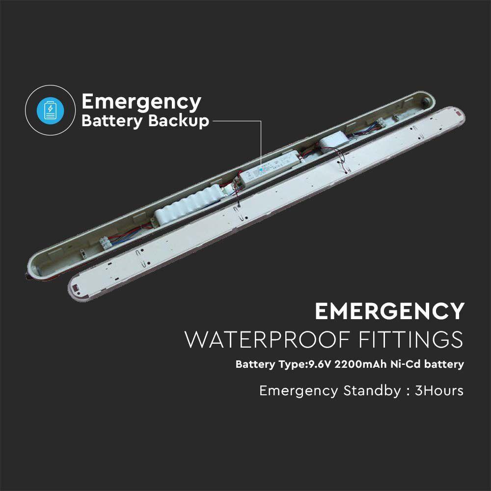 VT-120136E 36W LED WP LAMP FITTING 120CM SAMSUNG CHIP & EM KIT MILKY COVER+SS CLIPS 6500K