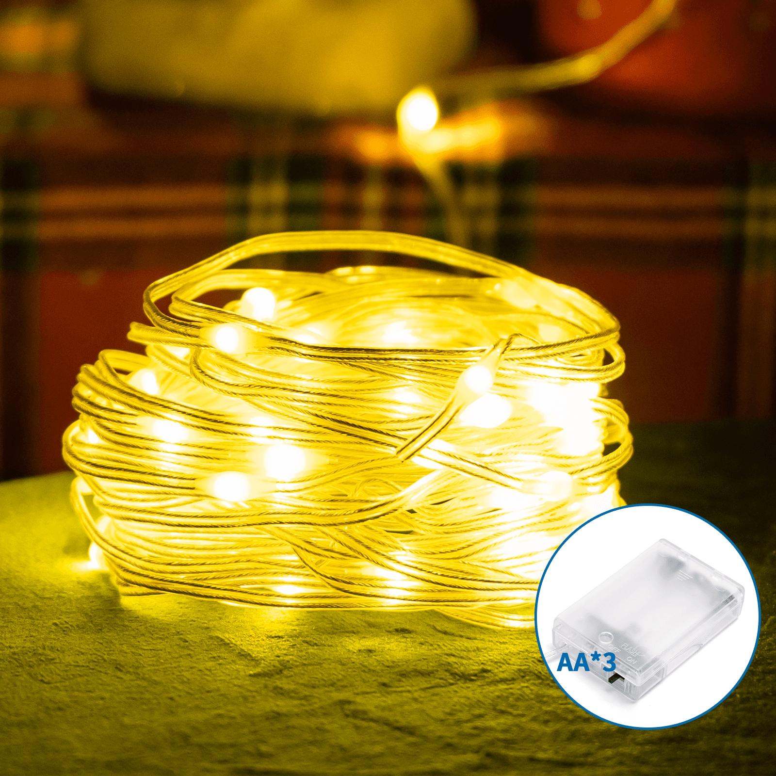 3AA battery string lights (PVC & copper), warm white, 3m