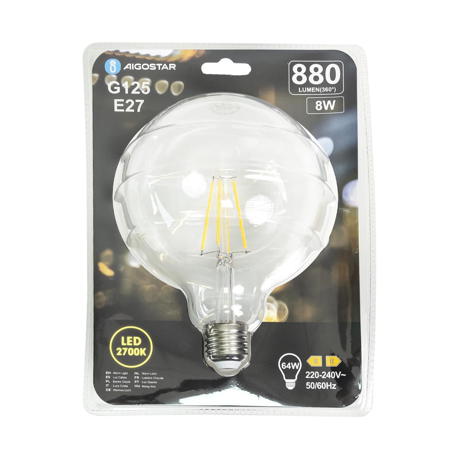 LED Filament Bulb (Clear) G125 E27 8W