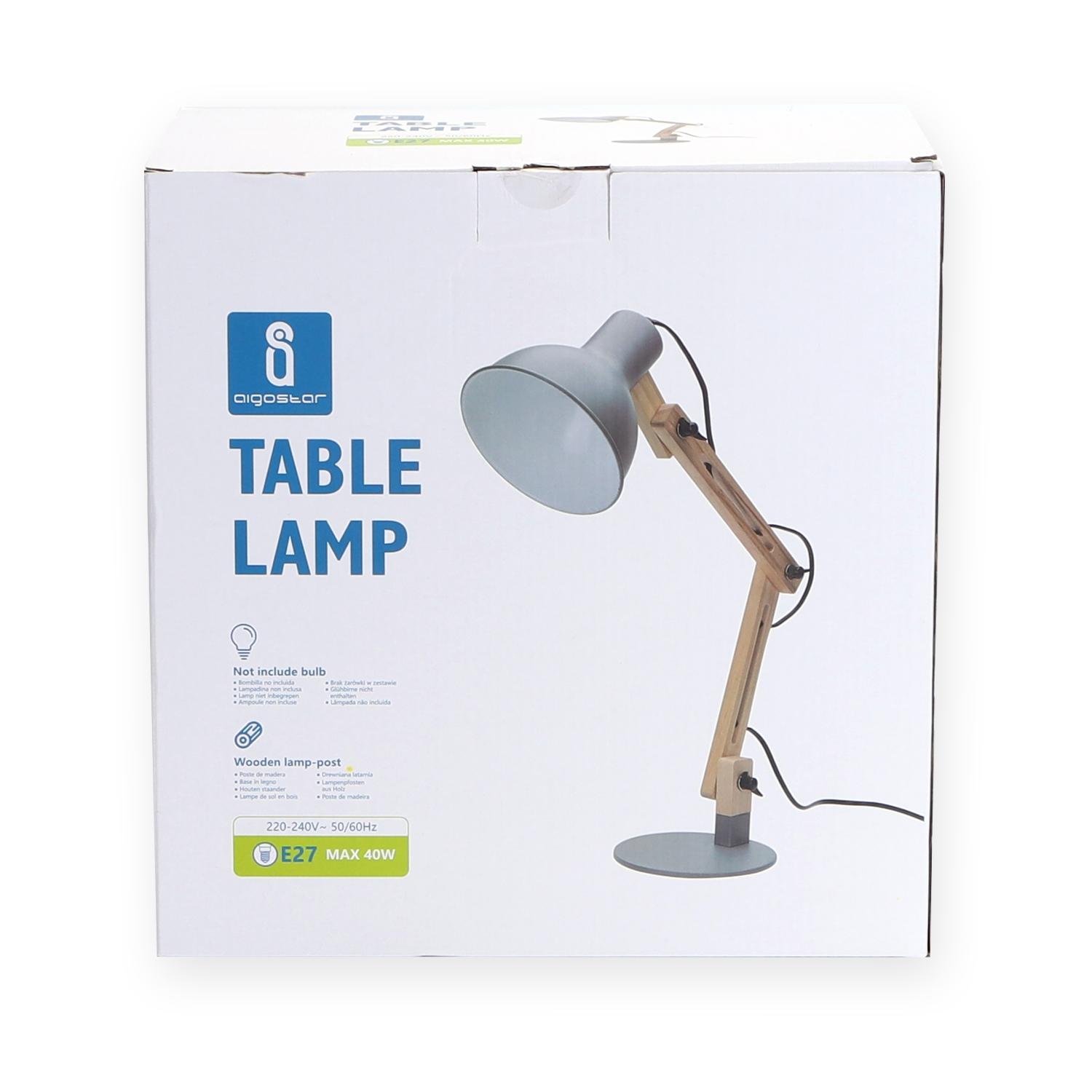 Wooden Foldable Table Lamp Gray (Without Light Source) E27