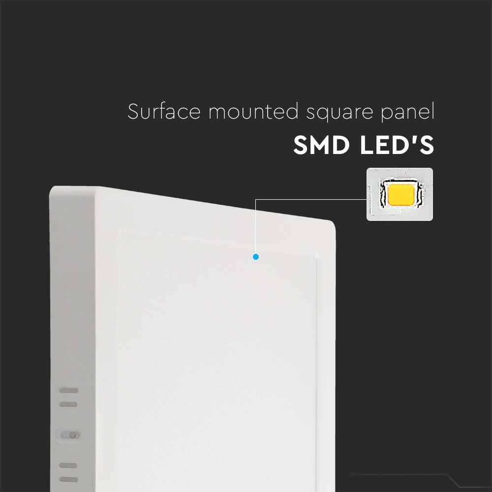 12W Panel LED, Barwa: 6500K, Kształt: Kwadratowy       , VTAC, SKU 10497