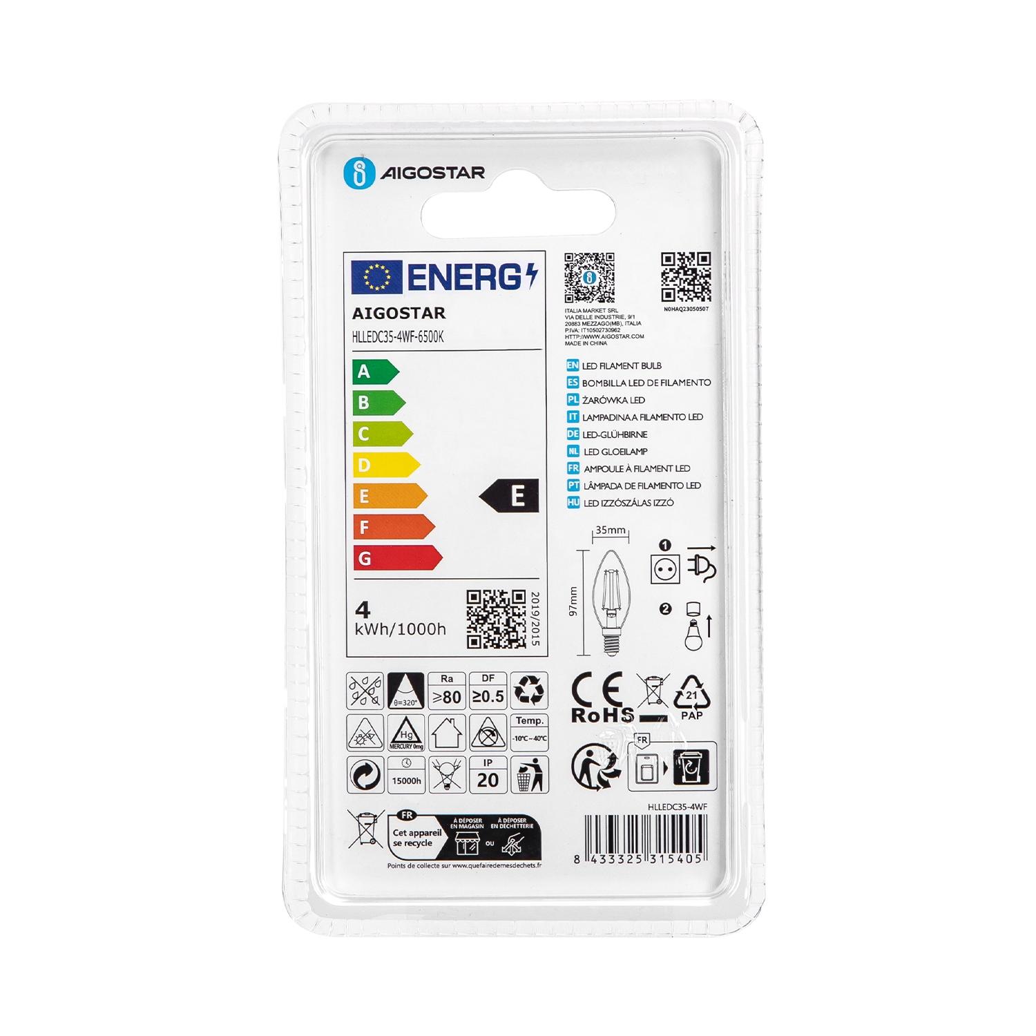 Mlecznobiała żarówka LED C35 E14 4W