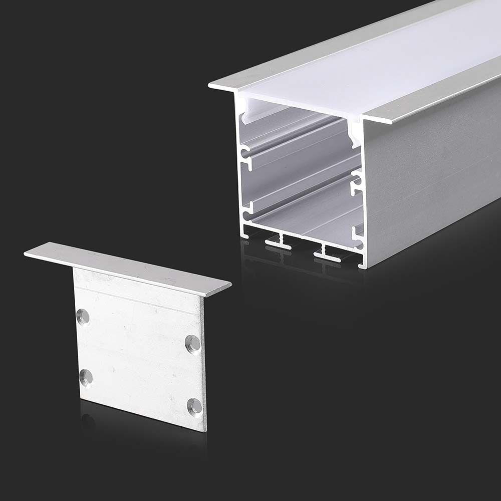 VT-8126 MOUNTING KIT WITH DIFFUSER FOR LED STRIP RECESSED 2000x50x35mm WHITE