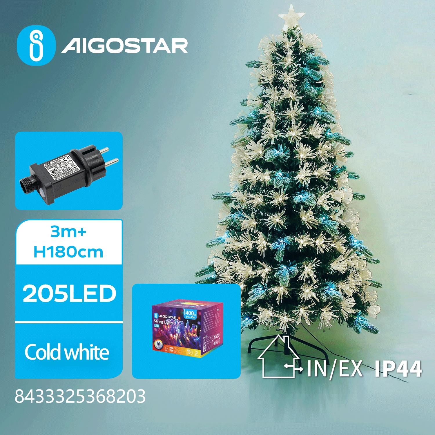 Christmas decorations-Low voltage adapter Flocking tree-180CM-Cool white-8blink+time-IP44