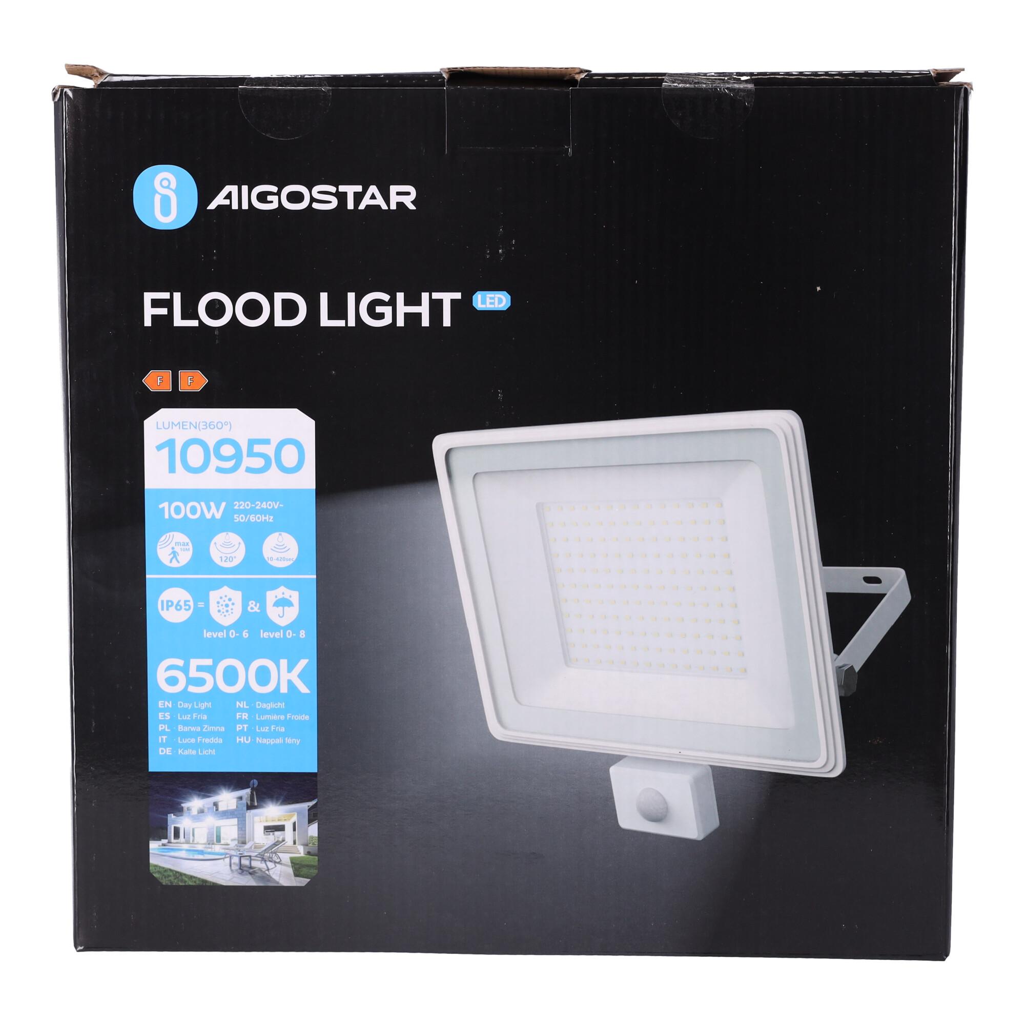 LED Slim Floodlight with Sensor White 100W (Die-casting)