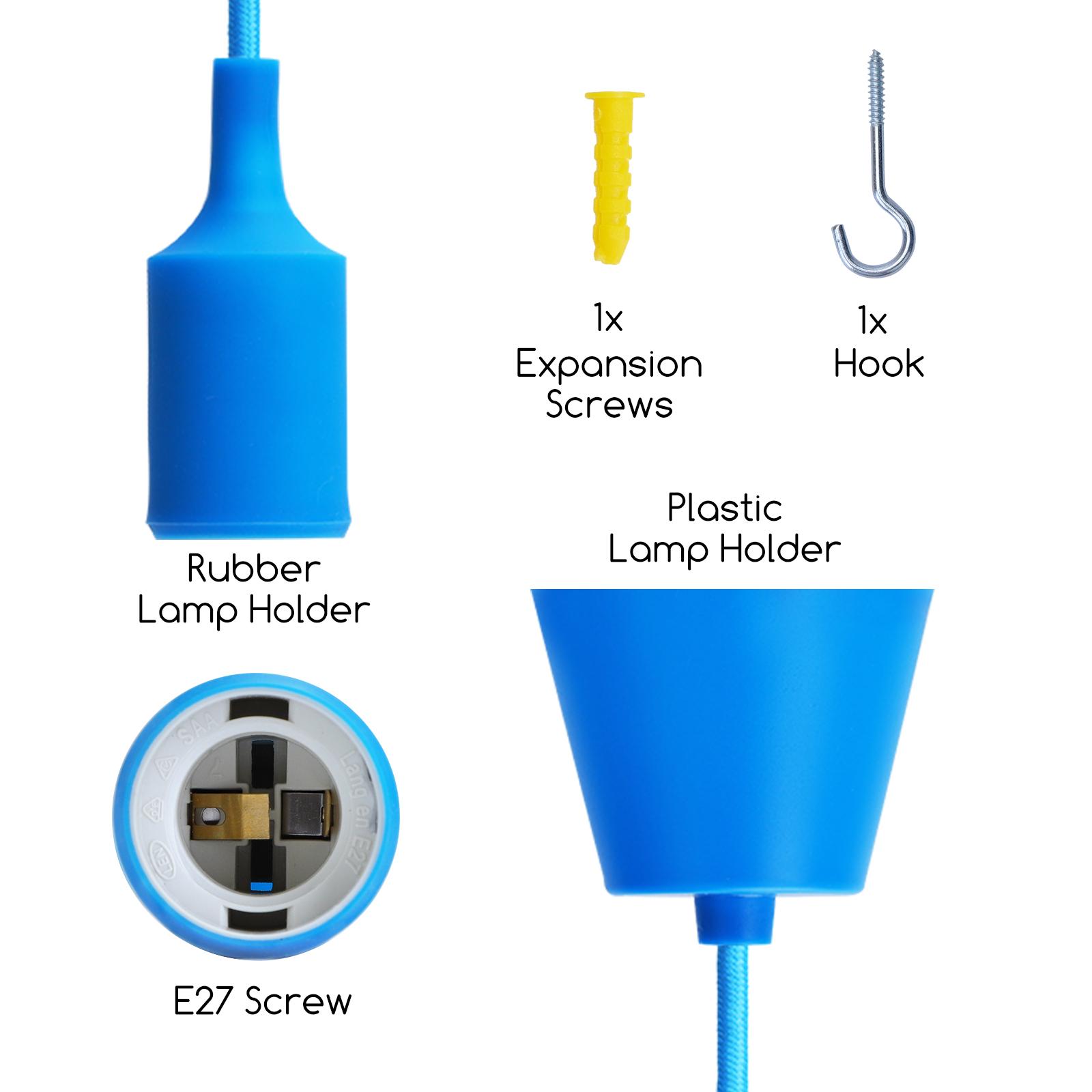 Oprawka żarówki E27 z tworzywa sztucznego z przewodem 2x0.75mm² 1 m niebieska