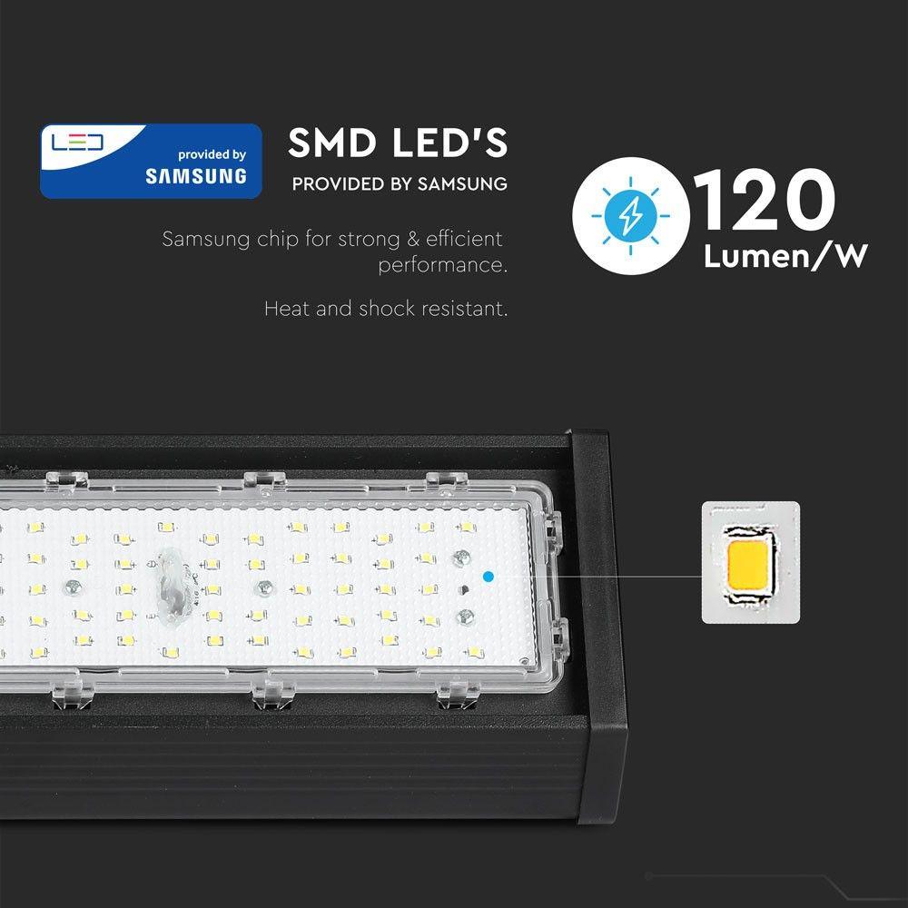 100W Liniowy HIGHBAY LED, Chip SAMSUNG, Barwa:6500K, Obudowa: Czarna, Wydajność: 120lm/w, Kąt 100', VTAC, SKU 892