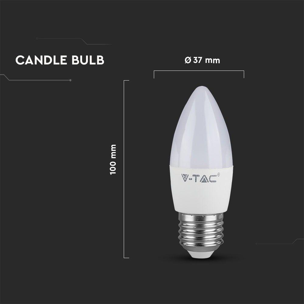 5.5W C35 Żarówka LED, Chip SAMSUNG, Barwa:3000K, Trzonek:E27, VTAC, SKU 858