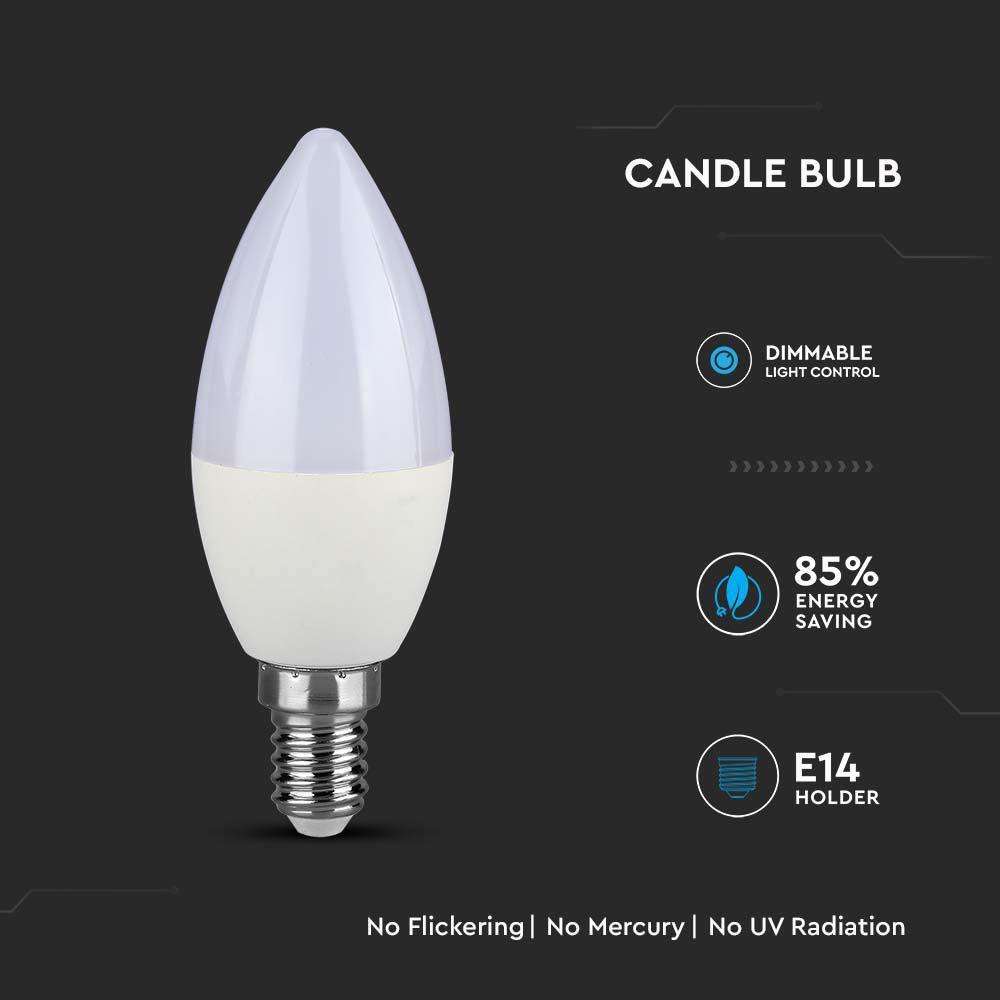 VT-293D 5.5W LED CANDLE BULB SAMSUNG CHIP 4000K E14 DIMMABLE