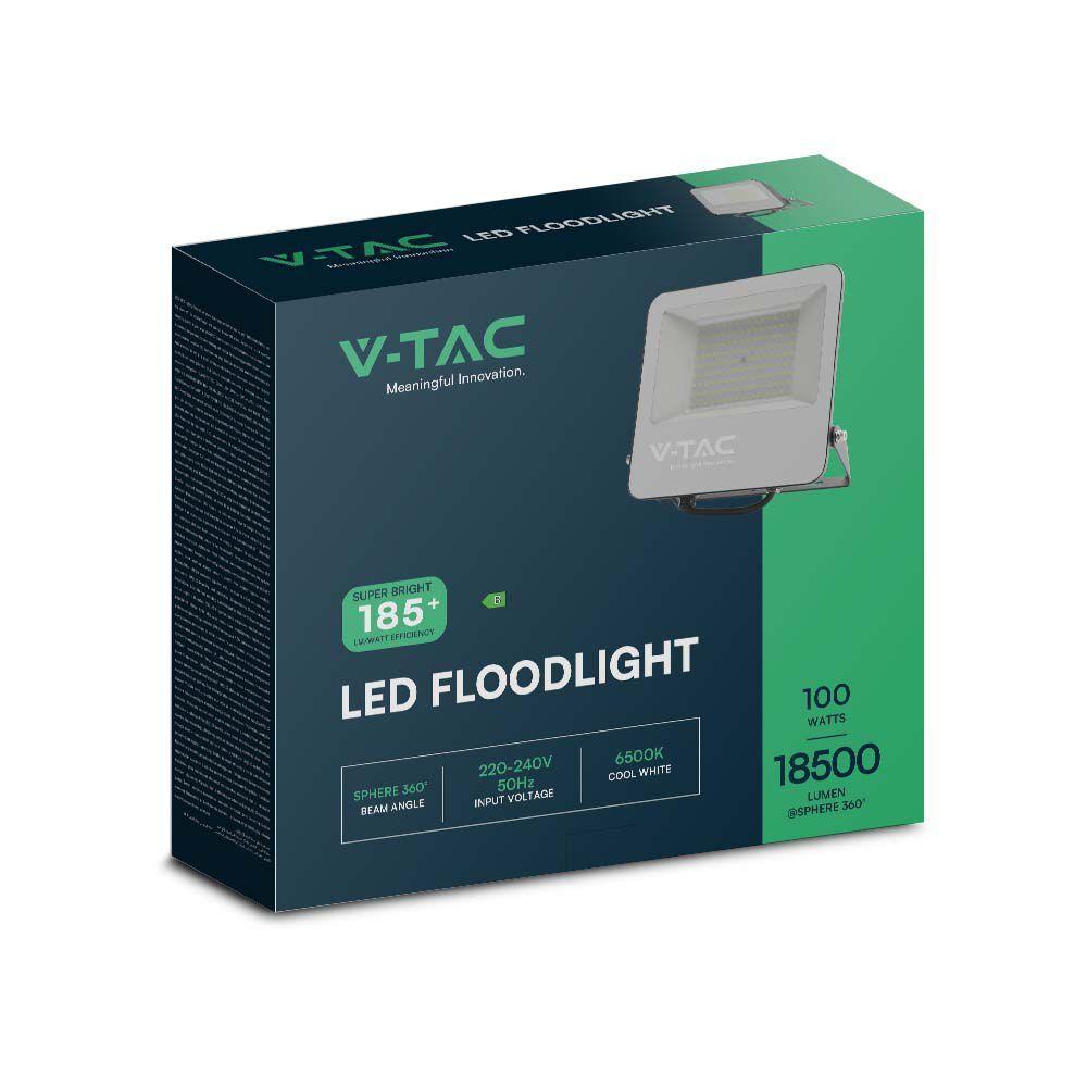 VT-44105 100W LED FLOODLIGHT 6500K BLACK BODY GREY GLASS (185LM/W)