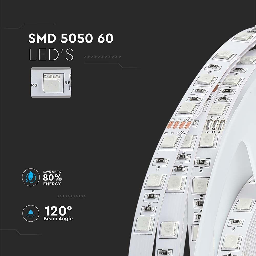 10W Taśma LED, Barwa:6400K, Zasilanie: 24V, IP20, Rolka:5m, VTAC, SKU 212430