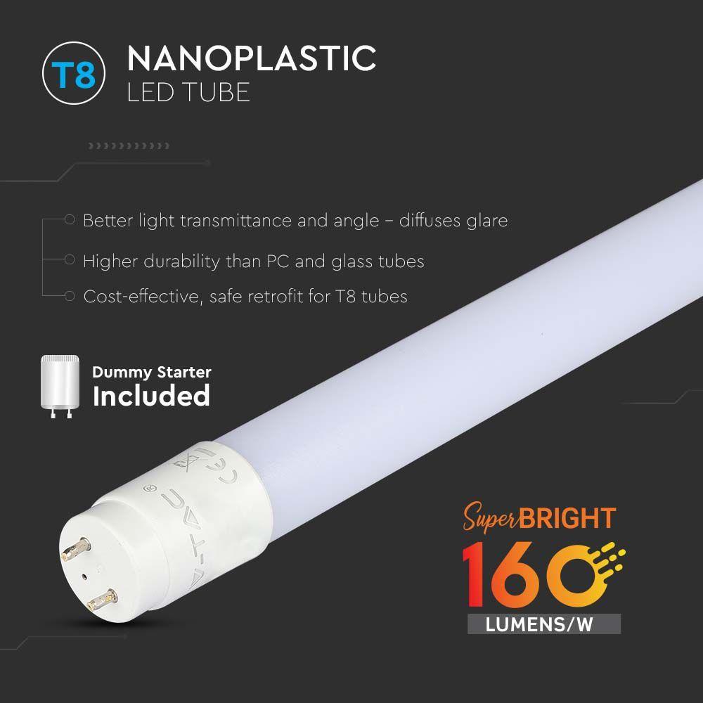 VT-1607 7W T8 LED PLASTIC TUBE NON ROTATABLE 60CM 4000K G13 160LM/W