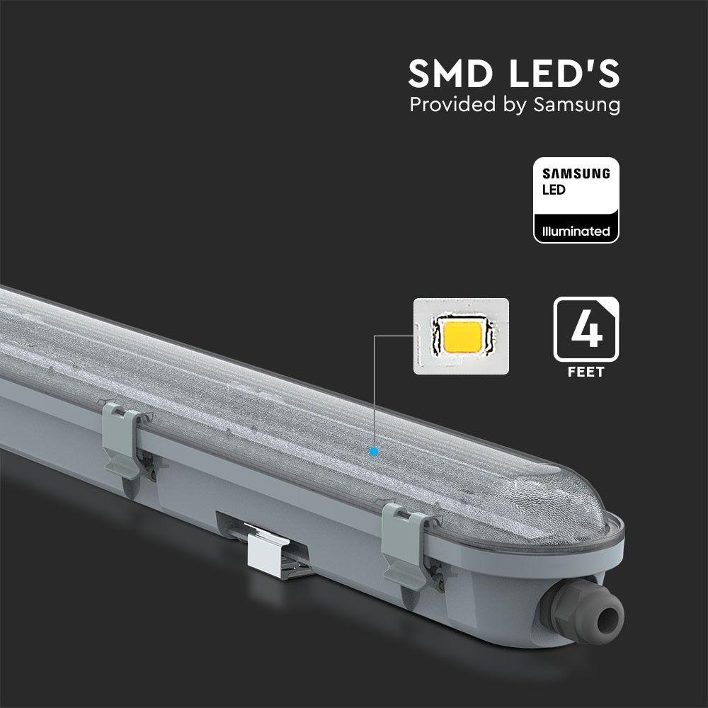 VT-120036 36W LED WATERPROOF FITTING 120CM SAMSUNG CHIP-OPAQUE COVER 4000K