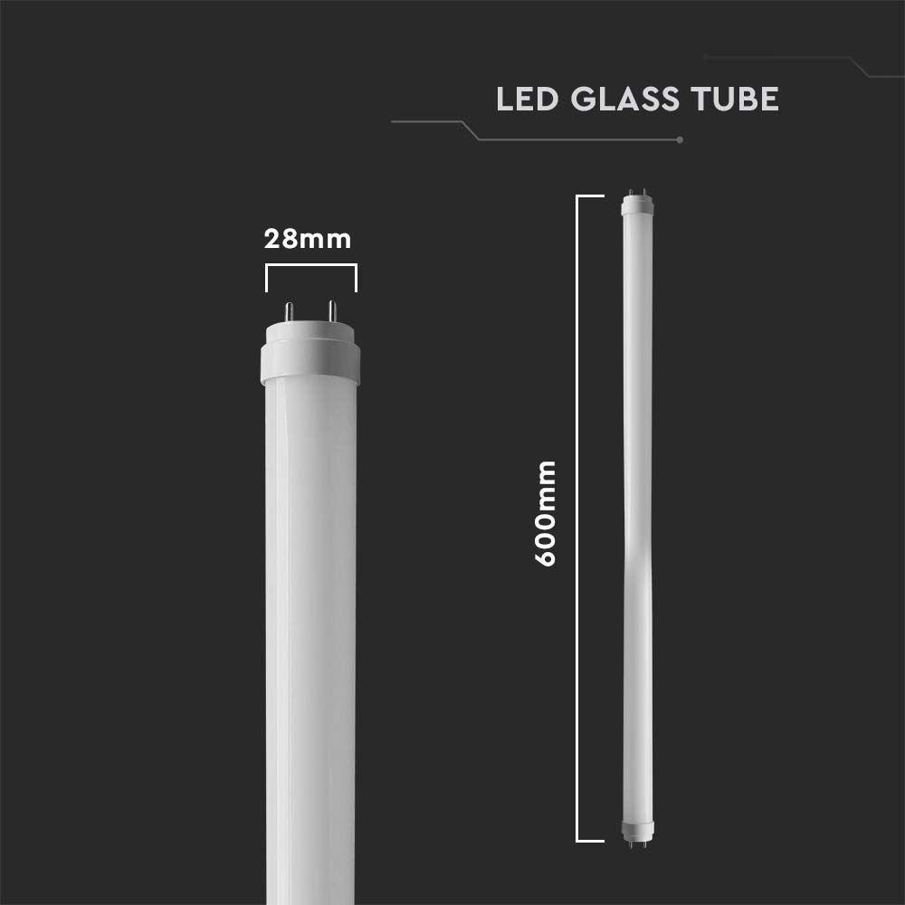 VT-6279 9W T8 LED GLASS TUBE NON ROTATABLE 60CM 3000K