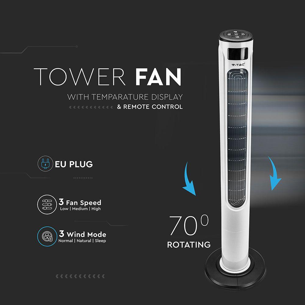 VT-5566 55W TOWER FAN(EU PLUG) WORKS WITH ALEXA & GOOGLE HOME