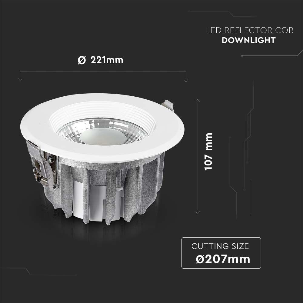 40W Oprawa wpuszczana reflektor LED, Barwa:4000K, HIGH LUMEN, VTAC, SKU 211279