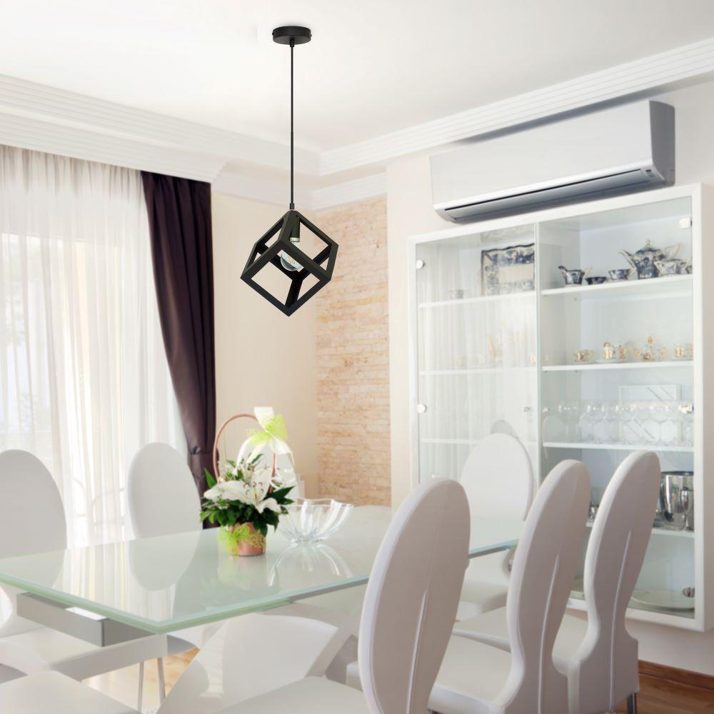 VT-7161 MATT BLACK PENDANT LIGHT WITH BLACK CANOPY-E27