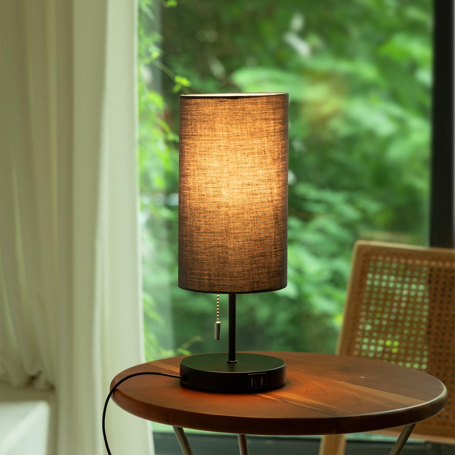 Metal Table Lamp USB*2 (Without Light Source) E27