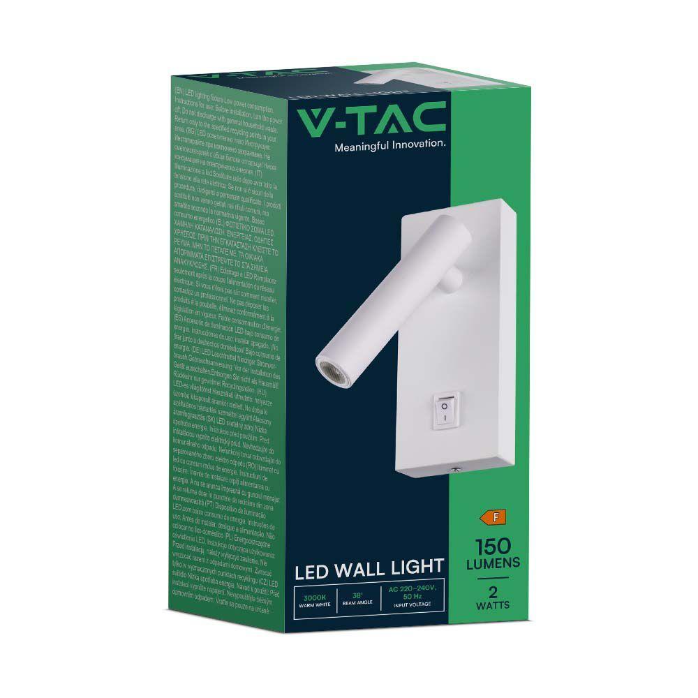 VT-402 2W LED WALL MOUNTED SPOTLIGHT 4000K WHITE BODY