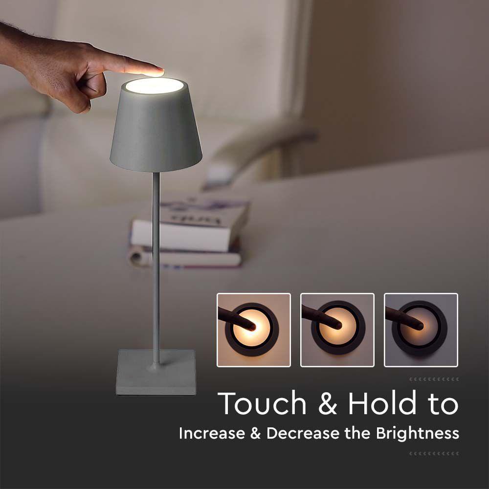 VT-7703 3W LED RECHARGEABLE DESK LAMP TOUCH DIMMABLE 4000K GREY BODY