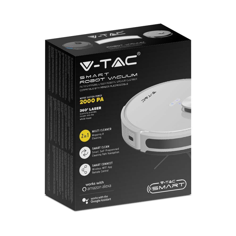 VT-5557 AUTO CHARGING LASER ROBOTIC VACUUM CLEANER COMPATIBLE WITH AMAZON ALEXA&GOOGLE HOME-WHITE