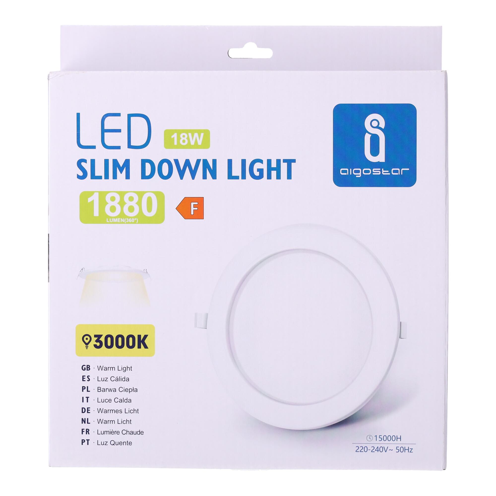 Podtynkowa okrągła lampa LED/Down light 18W 3000K