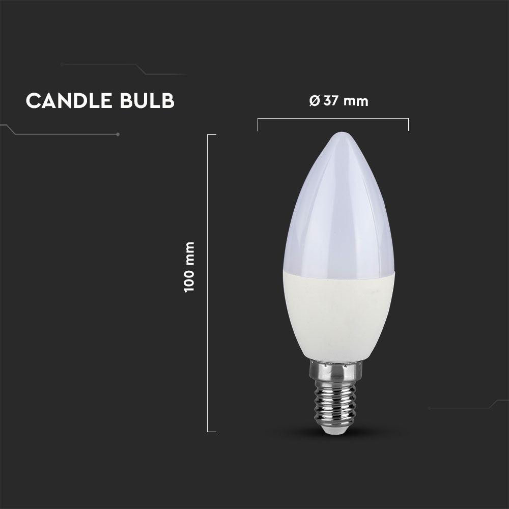 7W C35 Żarówka LED, Chip SAMSUNG, Barwa:6400k, Trzonek:E14, VTAC, SKU 113