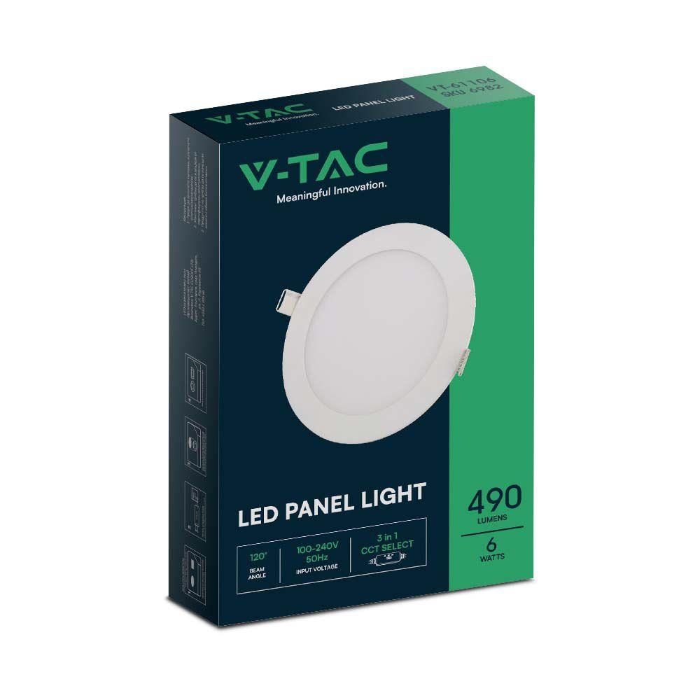 6W Panel LED , Barwa:3w1/ Okrągły, VTAC, SKU 6982