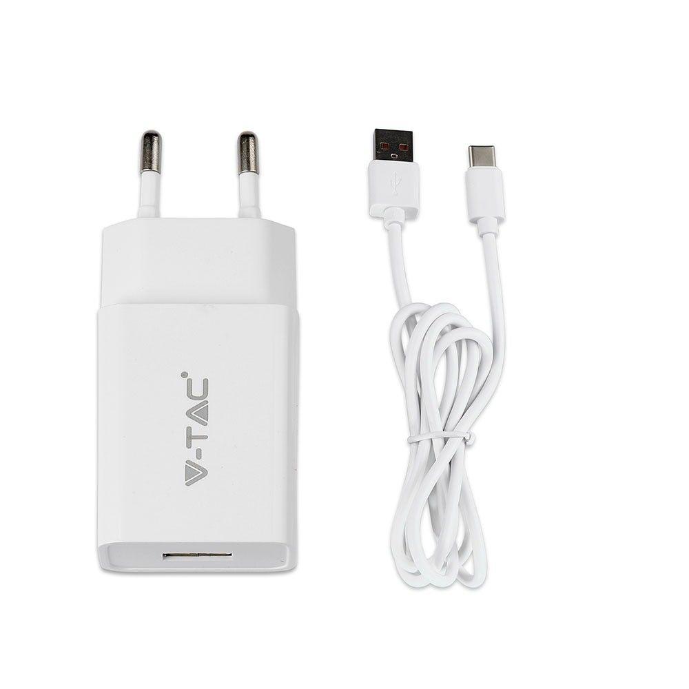 VT-5382 FAST CHARGING SET WITH TRAVEL ADAPTER & TYPE-C USB CABLE-WHITE