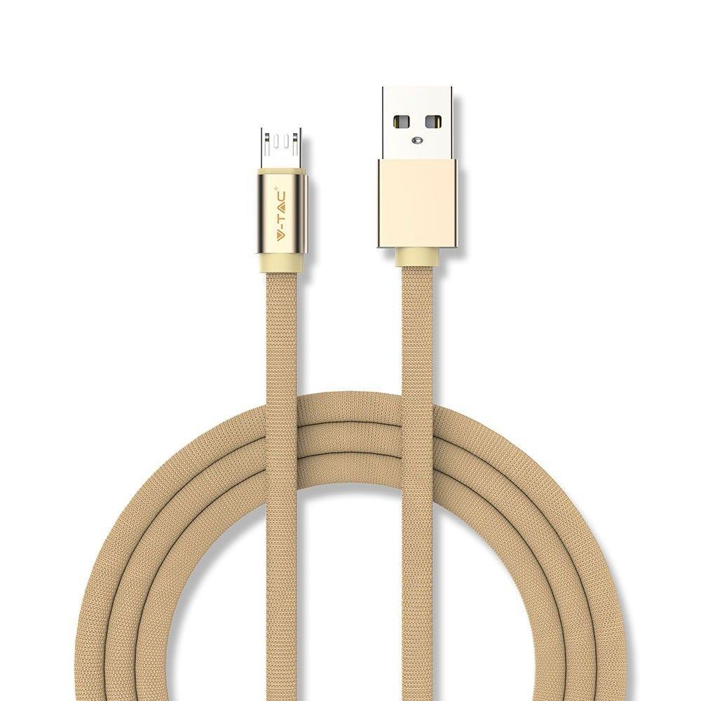 VT-5341 1M MICRO USB BRAIDED CABLE WITH COTTON FABRIC-GOLD(RUBY SERIES)