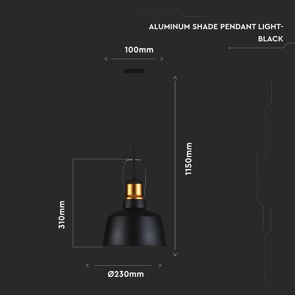 Lampa wisząca, Retro, Klosz: Aluminium, Czarny + Złoto, VTAC, SKU 3728