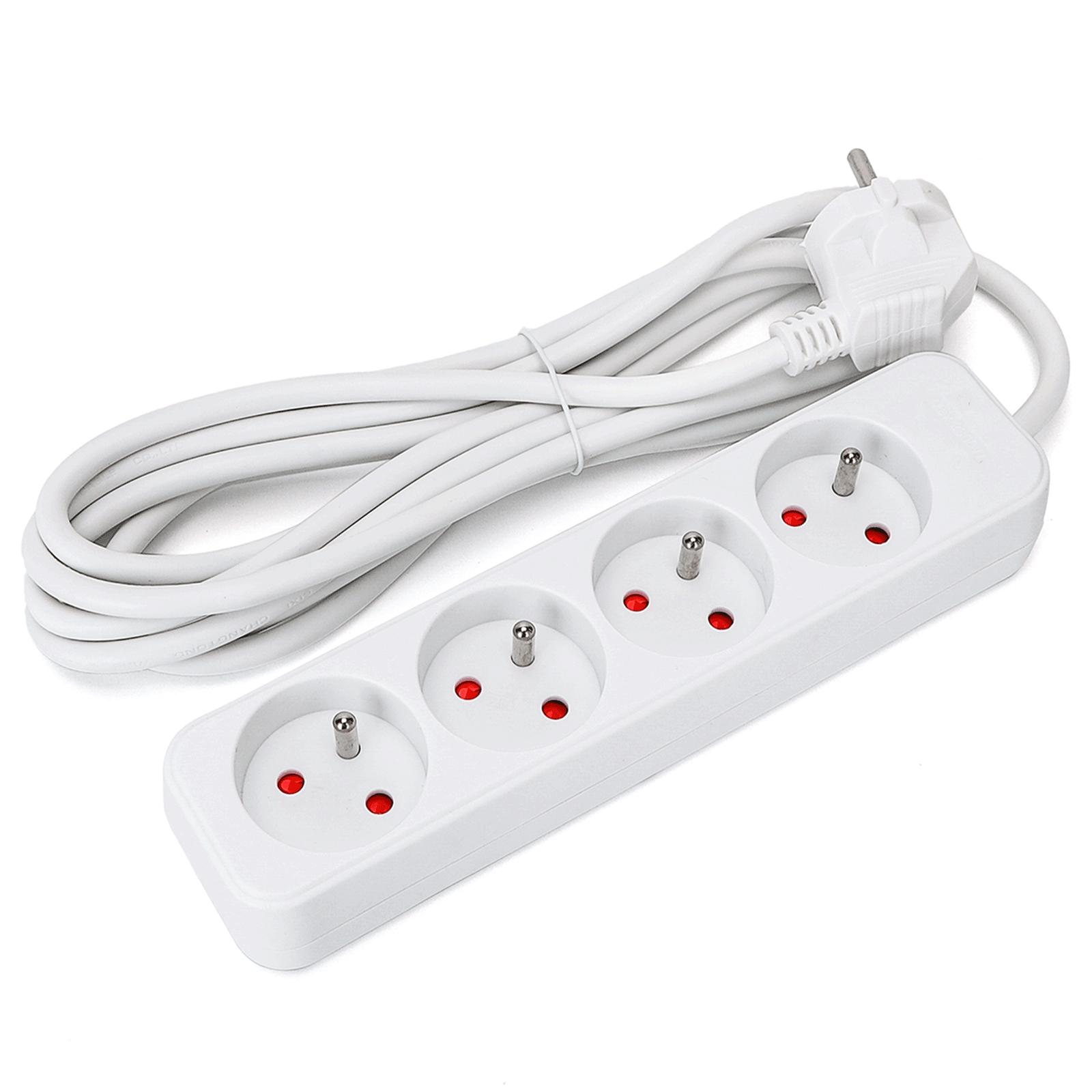 Power strips 4-way 3m H05VV-F 3G1.0m㎡ White