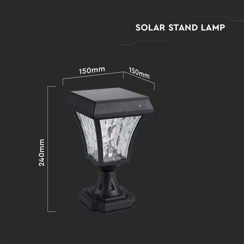 Solarna lampa stojąca ogrodowa, Wysokość: 250 mm, Obudowa: Czarna, Barwa:3w1, IP44, , VTAC, SKU 2890