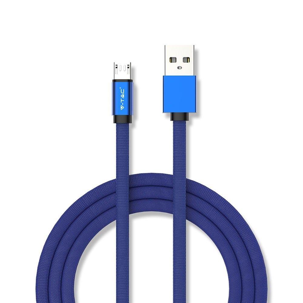 VT-5341 1M MICRO USB BRAIDED CABLE WITH COTTON FABRIC-BLUE(RUBY SERIES)