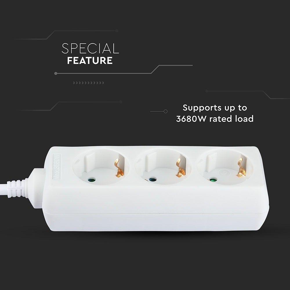 VT-1103-2 3WAYS SOCKET(3G1.5MM2 X 1.5M)-WHITE