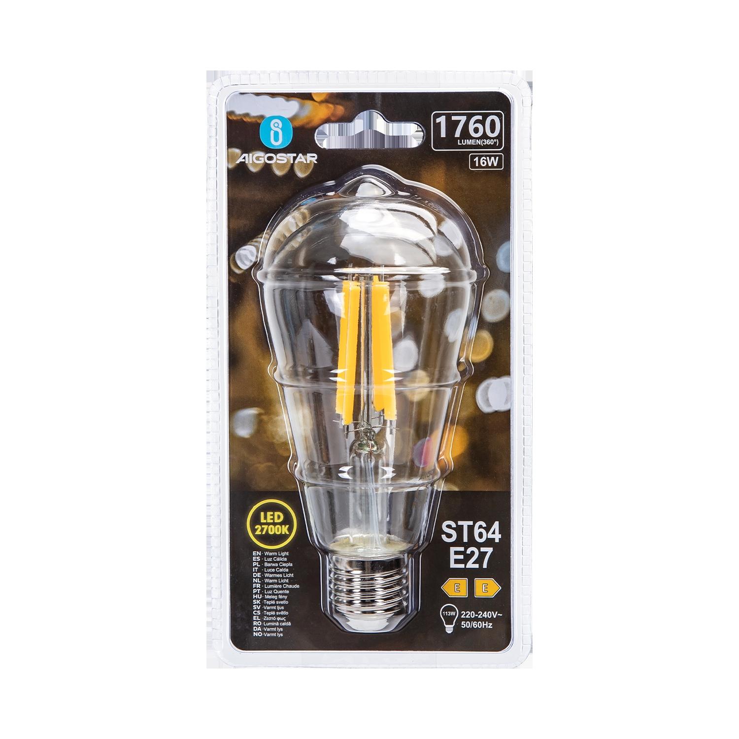 LED Filament Bulb (Clear) ST64 E27 16W