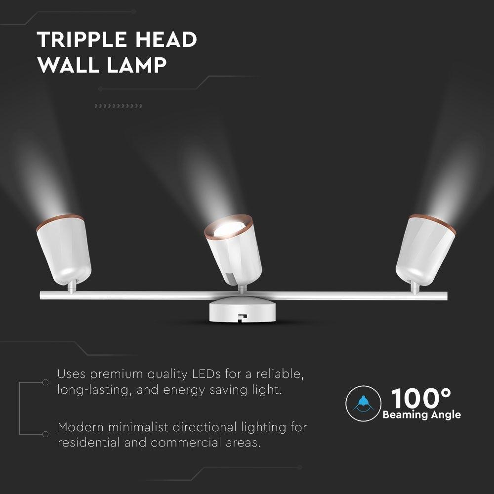 VT-818 18W LED WALL LIGHT(3 HEAD) 3000K WHITE