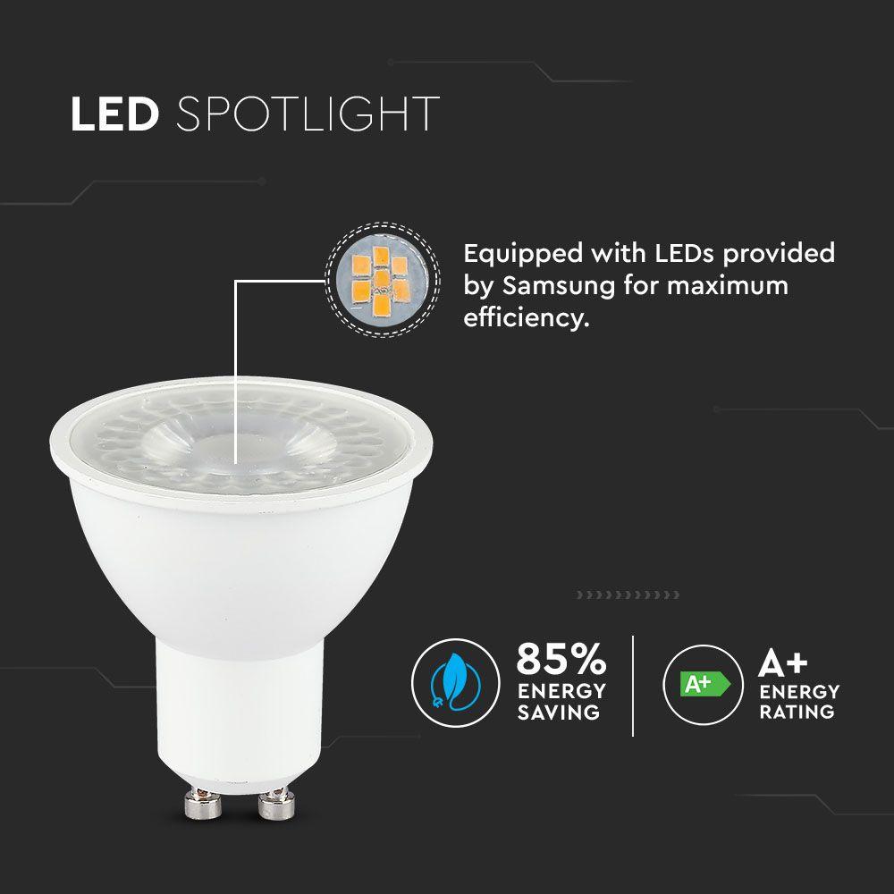 5W GU10 Żarówka LED, Chip SAMSUNG, Barwa:4000K, Trzonek: GU10, Ściemniana, VTAC, SKU 512