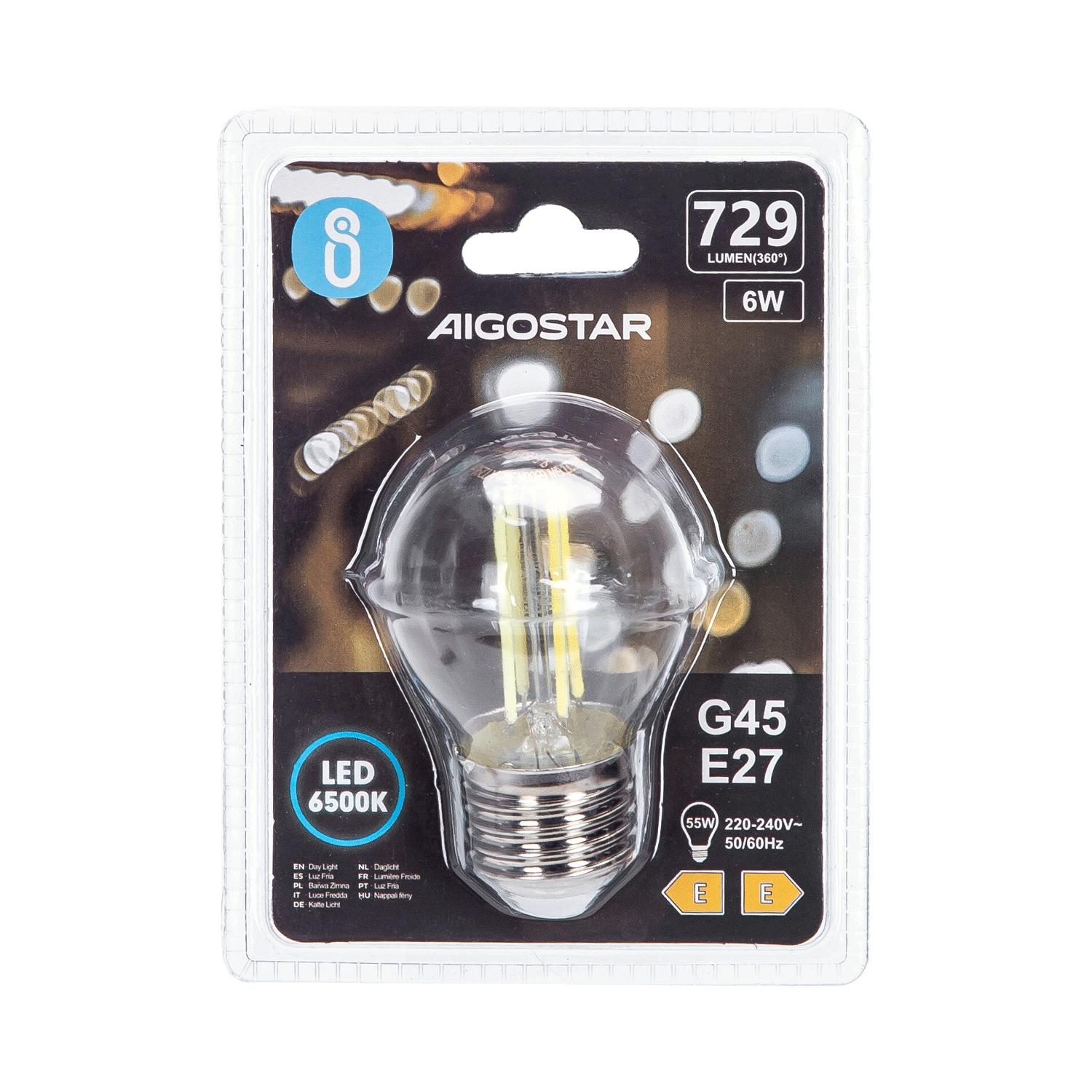 LED Filament Bulb (Clear) G45 E27 6W