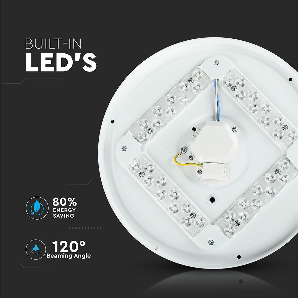 36W Plafon LED DOME, Średnica: 450,  Klosz: Efekt gwiazdek, Barwa:3w1, VTAC, SKU 7608