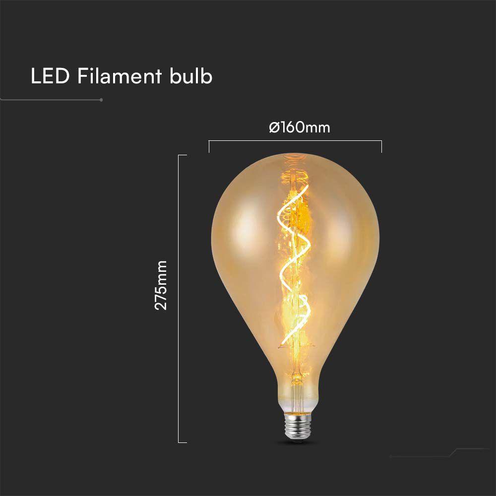 VT-2267 4W A160 SPIRAL FILAMENT BULB 2700K AMBER GLASS