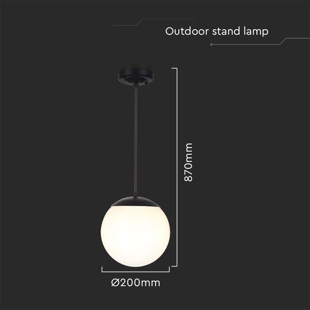 Lampa sufitowa LED, Trzonek: E27, Kula, Kolor: Czarna      , VTAC, SKU 11825