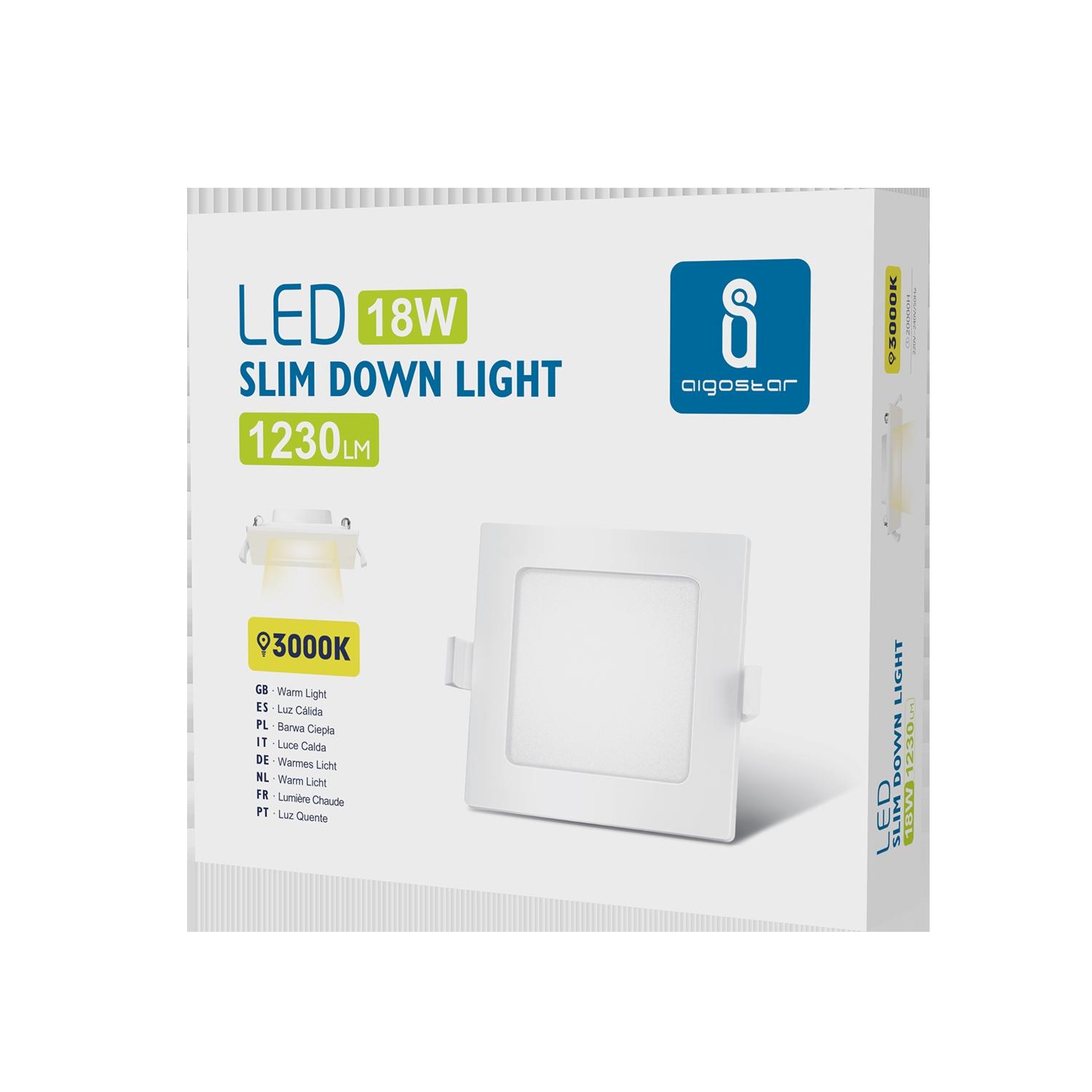 E6 LED Ultra-thin Flush-mounted Square Downlight 18W Yellow Light