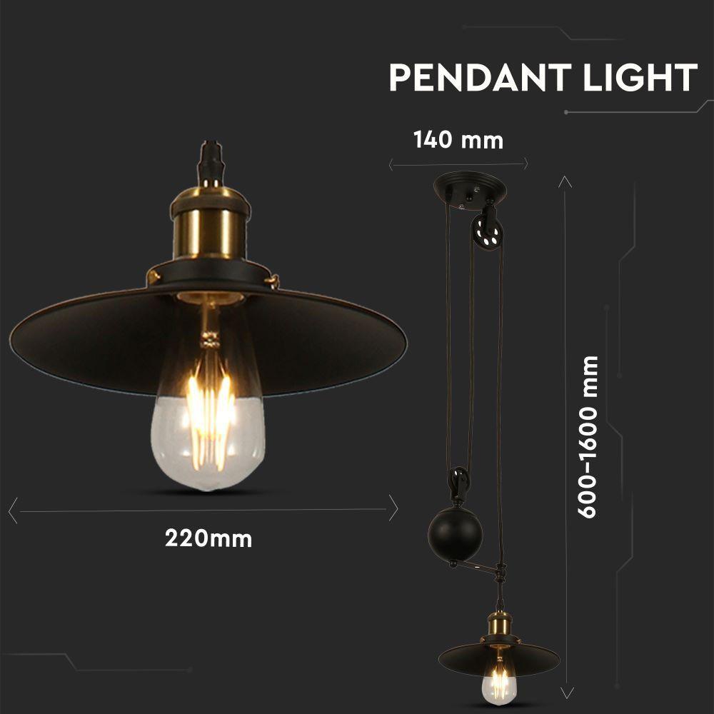 VT-7201 VINTAGE METAL PENDANT LIGHT WITH PULLEY-BLACK-E27