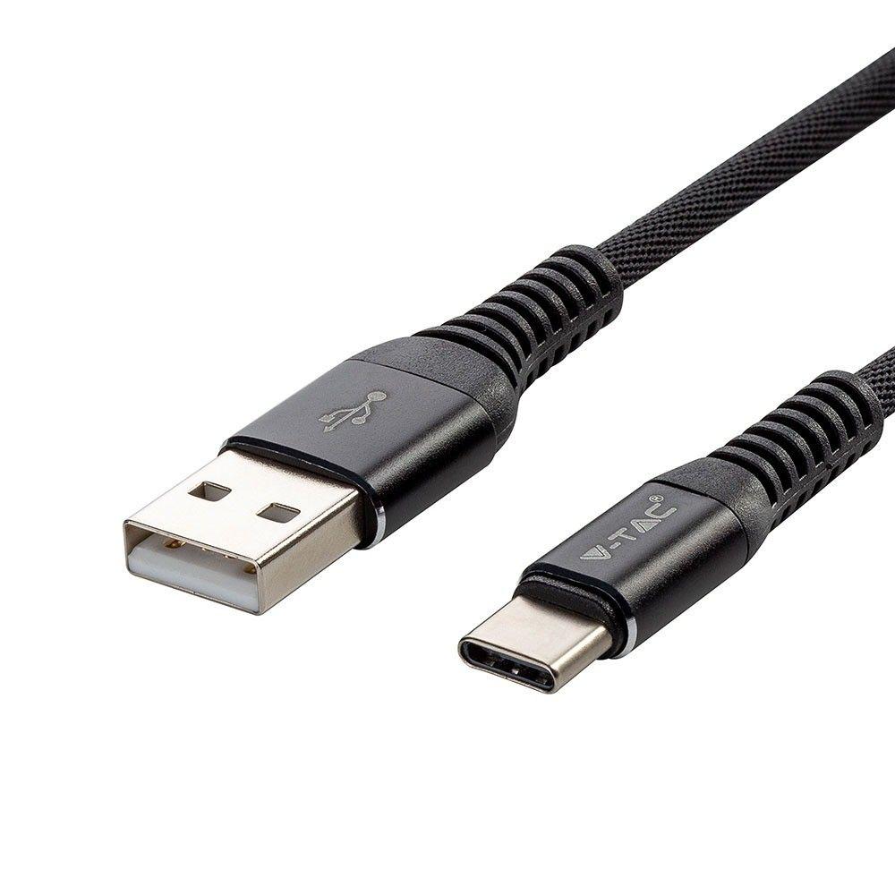 VT-5352 1M TYPE-C USB BRAIDED CABLE-BLACK(GOLD SERIES)