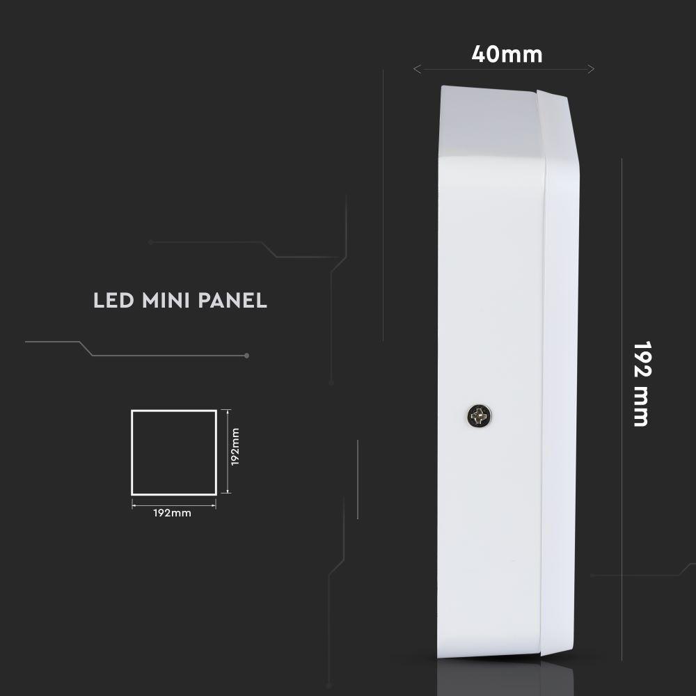 15W Panel LED, Barwa:3000K, Kwadratowa, VTAC, SKU 4925